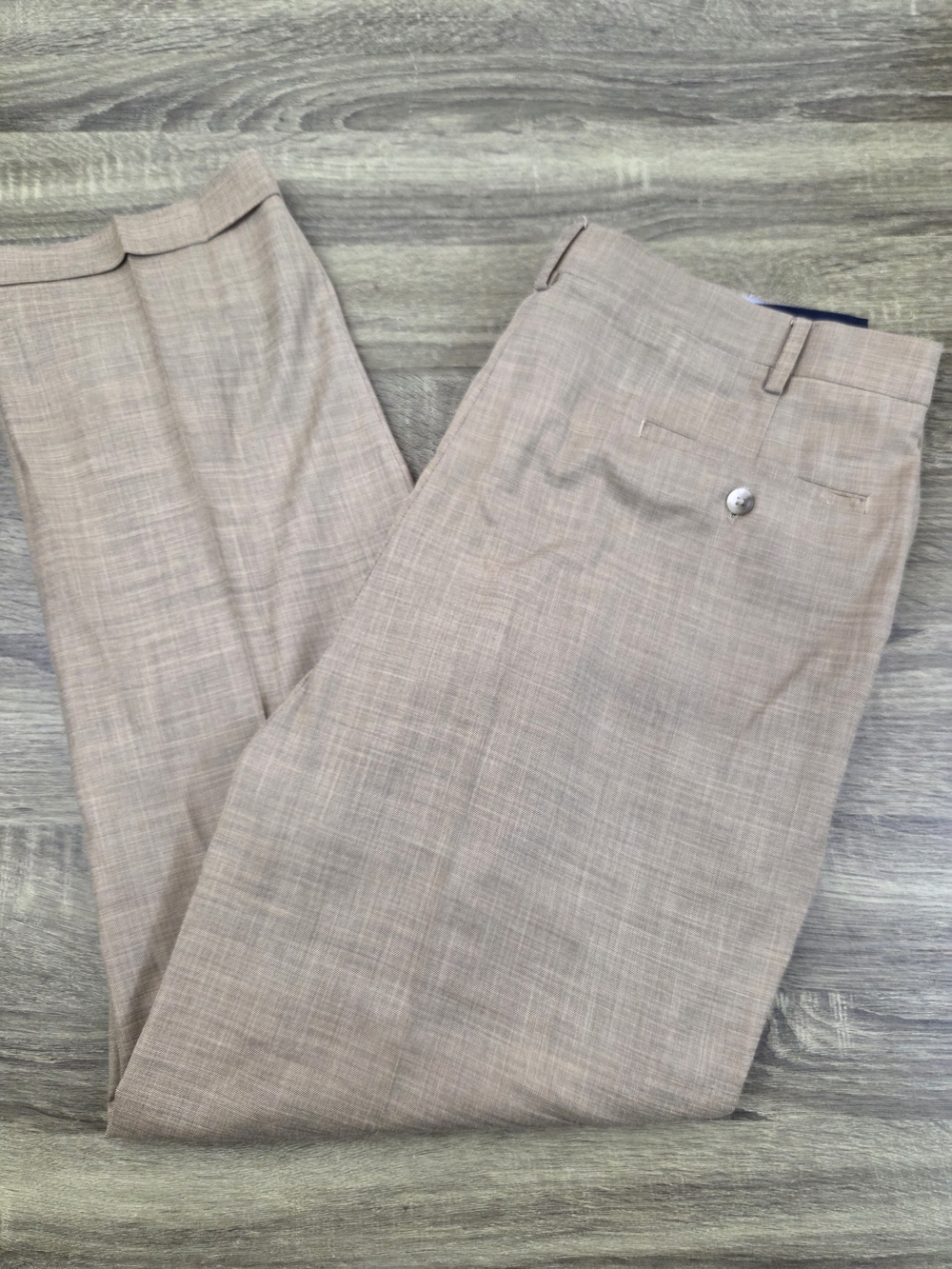 Travel Smart Roundtree & Yorke Dress Pants Men's 40x30 Brown Stretch Cuffed